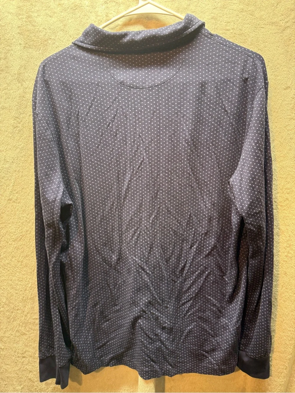 Ralph Lauren Navy Blue Long-Sleeve Polo with White Micro Dot Print